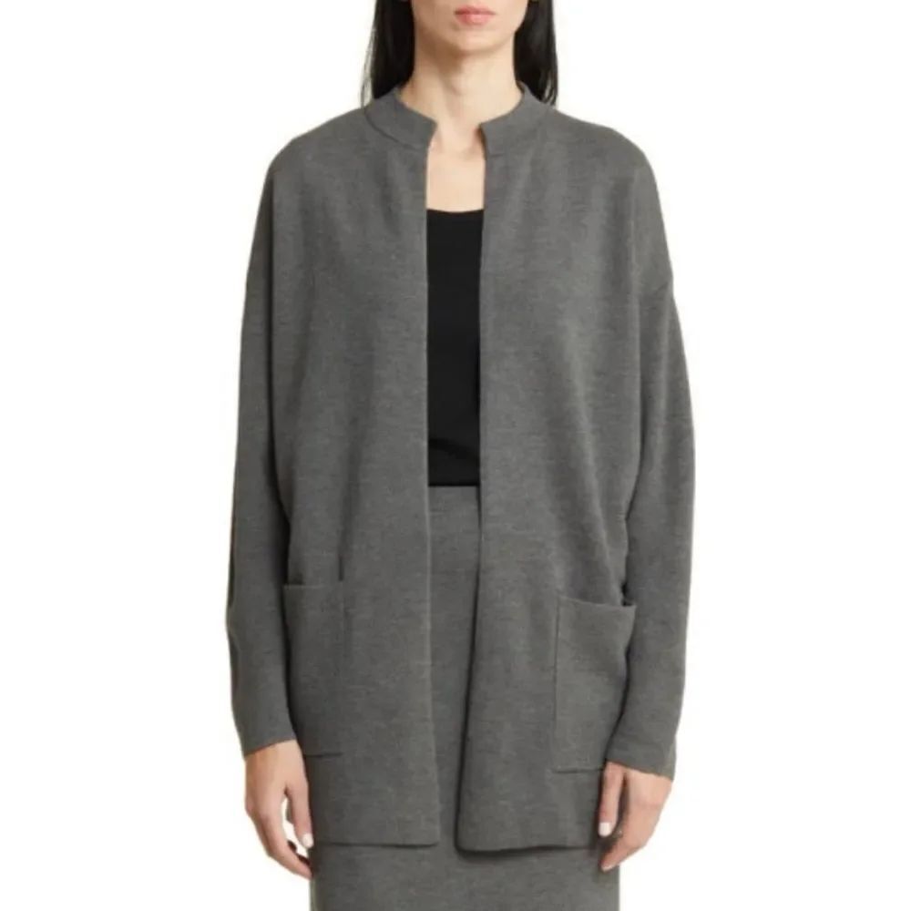 Eileen Fisher - Merino Wool Cardigan With Pockets in Ash Size S